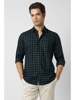 Peter England - Men Black Slim Fit Checks Shirt