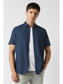 Peter England - Men Blue Slim Fit Checks Shirt