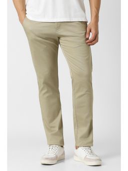 Peter England - Men Khaki Textured Slim Fit Trouser