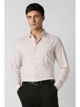 Peter England - Men Pink Slim Fit Checks Shirt