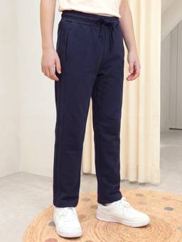Lil Tomatoes - Navy Blue Terry Solid/Plain Track Pant