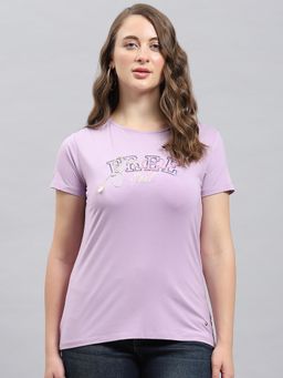 Monte Carlo - Women's Solid Purple Round Neck Half Sleeve T-Shirt