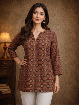 Odette - Women Multi-Color Silk Blend Floral Kurti