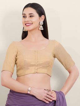 VAMAS - THE DESIGNER BLOUSES - Shimmer Gold Polyester Woven Stitched Blouse