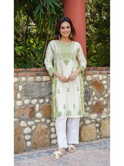 HOUSE OF KARI - Saba Women Green Chanderi Chikankari Kurta