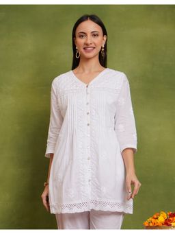 HOUSE OF KARI - Women White Cotton Chikankari Kurta