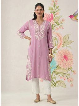 Lakshita - Pink Cotton Blend Embroidered Kurta