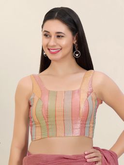 VAMAS - THE DESIGNER BLOUSES - Gold Crush Satin Stripes Stitched Blouse