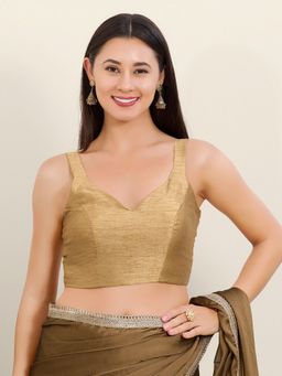 VAMAS - THE DESIGNER BLOUSES - Copper Mulbury Silk Solid Stitched Blouse