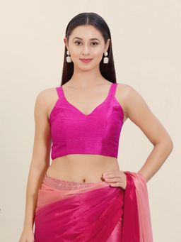 VAMAS - THE DESIGNER BLOUSES - Pink Mulbury Silk Solid Stitched Blouse