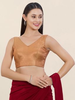 VAMAS - THE DESIGNER BLOUSES - Copper Brocade Woven Stitched Blouse