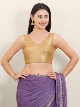 VAMAS - THE DESIGNER BLOUSES - Gold Brocade Woven Stitched Blouse