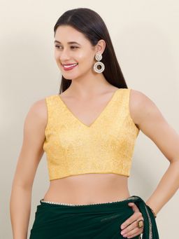 VAMAS - THE DESIGNER BLOUSES - Yellow Brocade Woven Stitched Blouse