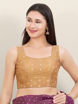 VAMAS - THE DESIGNER BLOUSES - Gold Tissue Woven Stitched Blouse