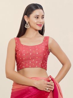 VAMAS - THE DESIGNER BLOUSES - Onion Pink Tissue Woven Stitched Blouse