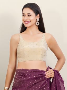 VAMAS - THE DESIGNER BLOUSES - Cream Tissue Embroidered Stitched Blouse