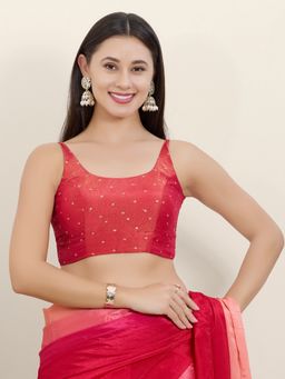 VAMAS - THE DESIGNER BLOUSES - Pink Tissue Embroidered Stitched Blouse