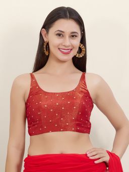 VAMAS - THE DESIGNER BLOUSES - Red Tissue Embroidered Stitched Blouse