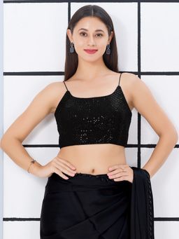 VAMAS - THE DESIGNER BLOUSES - Black Georgette Embroidered Stitched Blouse