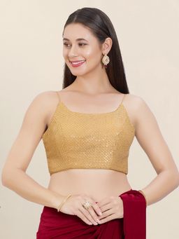 VAMAS - THE DESIGNER BLOUSES - Gold Georgette Embroidered Stitched Blouse