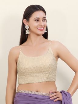 VAMAS - THE DESIGNER BLOUSES - Gold Glamorous Georgette Embroidered Stitched Blouse