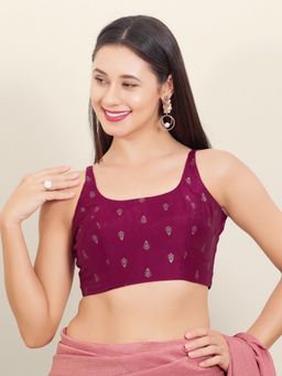 VAMAS - THE DESIGNER BLOUSES - Deep Wine Brocade Woven Stitched Blouse