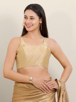 VAMAS - THE DESIGNER BLOUSES - Gold Mulbury Silk Solid Stitched Blouse