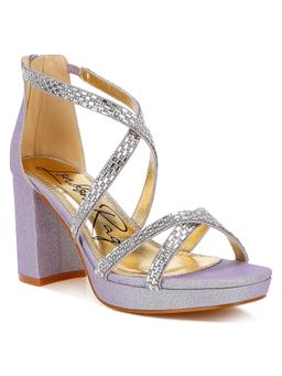 London Rag - Purple Rhinestones Embellished Strappy Sandal Heels