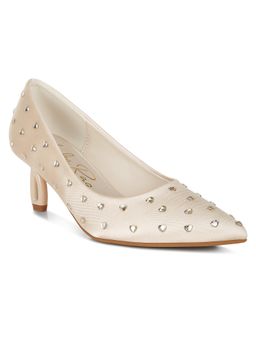 London Rag - Beige Heart-Shaped Rhinestones Pump Heels