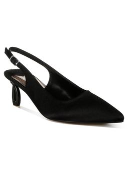 London Rag - Black Satin Pointed Toe Mules Heels