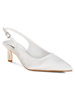 London Rag - White Satin Pointed Toe Mules Heels