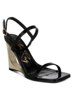 London Rag - Black Metallic Fantasy Wedges Heels