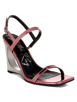 London Rag - Pink Metallic Fantasy Wedges Heels