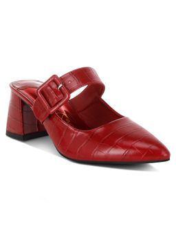 London Rag - Red Croco Buckle Strap Detail Mules Heels