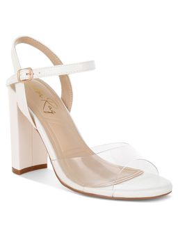 London Rag - White Clear Strap Block Sandal Heels