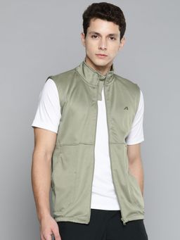 Alcis - Men Green Solid Sleeveless Running Sporty Jacket