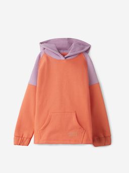 The Souled Store - Original Colourblock: Orange, Purple Girls Cotton Hoodie