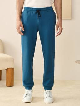 Andamen - Men Blue Cotton Blend Embroidery Jogger