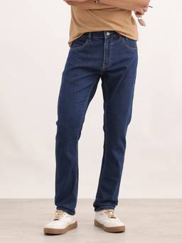 WROGN - Blue Solid Tapered Fit Denim Jeans