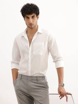 WROGN - White Solid Slim Fit Performance Stretch Shirt