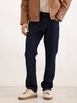 WROGN - Indigo Solid Straight Fit Denim Jeans