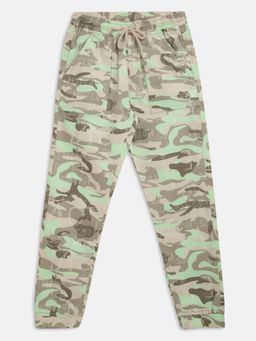Tales & Stories - Boys Multi-Color Neon Lycra Regular Fit Camouflage Joggers