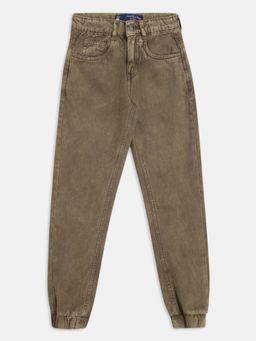Tales & Stories - Boys Brown Cotton Regular Fit Solid Jeans