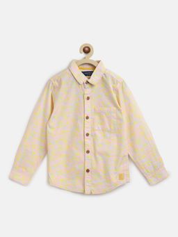 Tales & Stories - Boys Peach 100% Cotton Printed Regular Fit Shirt