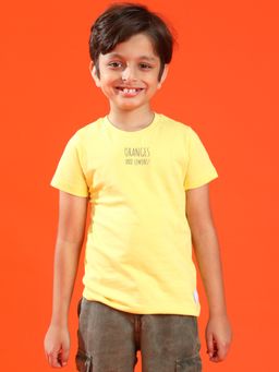 Tales & Stories - Boys Yellow 100% Cotton Printed T-Shirt