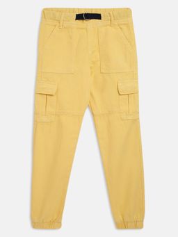 Tales & Stories - Boys Yellow Cotton Regular Fit Solid Joggers