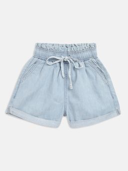 Tales & Stories - Girls Light Blue Cotton Regular Fit Solid Shorts