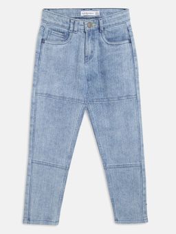 Tales & Stories - Boys Light Blue Lycra Regular Fit Solid Jeans