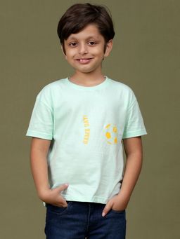 Tales & Stories - Boys Sky Blue 100% Cotton Printed T-Shirt