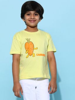 Tales & Stories - Boys Light Yellow 100% Cotton Printed T-Shirt